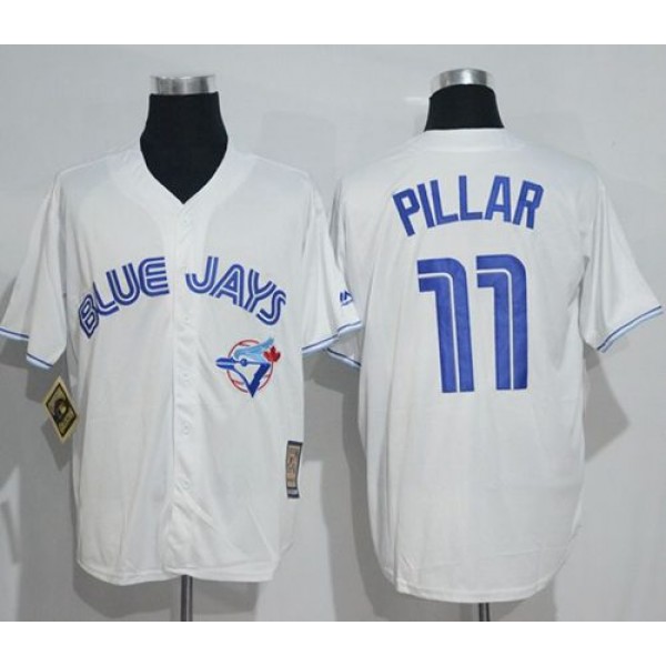 Blue Jays #11 Kevin Pillar White Cooperstown Throwback Stitched Jersey