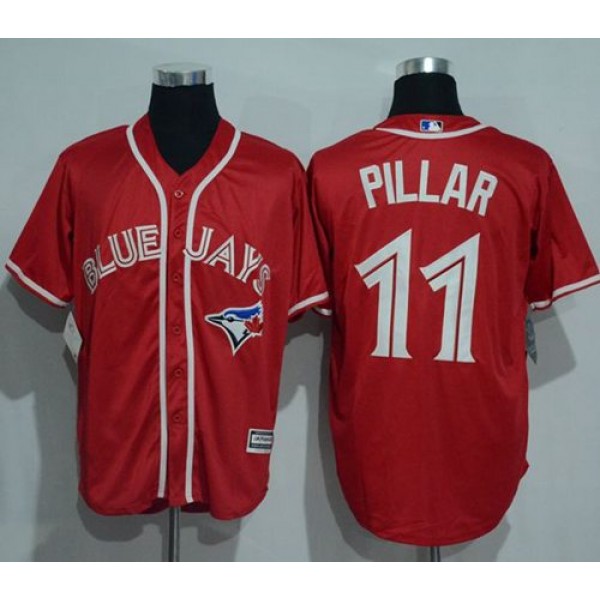 Blue Jays #11 Kevin Pillar Red New Cool Base Canada Day Stitched Jersey