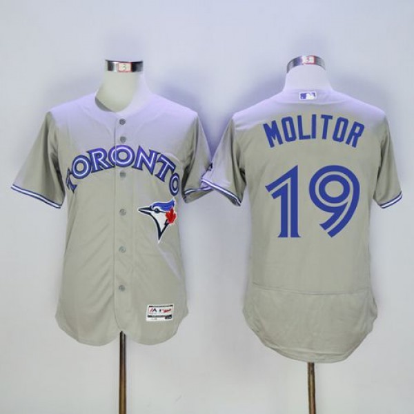 Blue Jays #19 Paul Molitor Grey Flexbase Authentic Collection Stitched Jersey