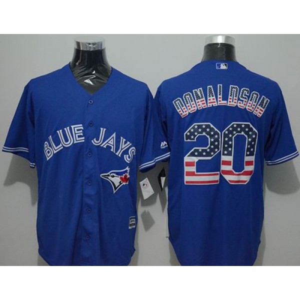 Blue Jays #20 Josh Donaldson Blue USA Flag Fashion Stitched Jersey