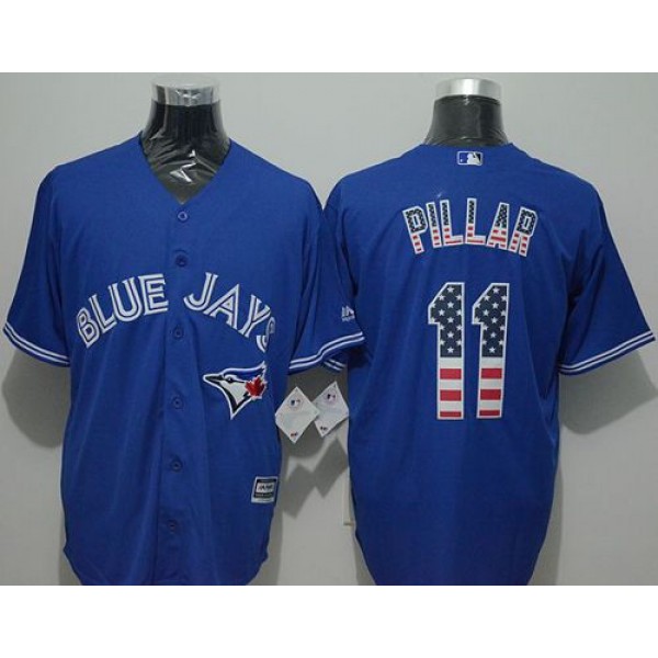 Blue Jays #11 Kevin Pillar Blue USA Flag Fashion Stitched Jersey