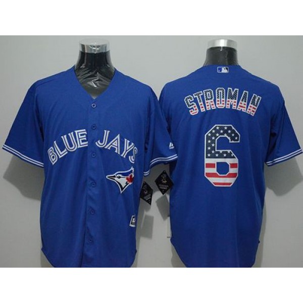 Blue Jays #6 Marcus Stroman Blue USA Flag Fashion Stitched Jersey