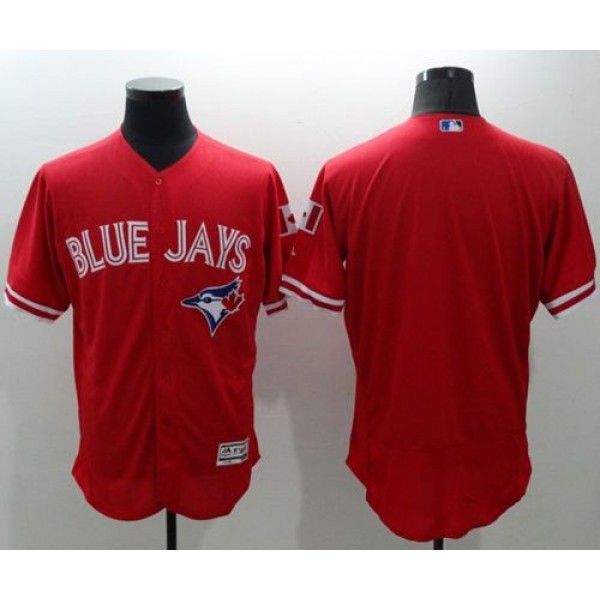 Blue Jays Blank Red Flexbase Authentic Collection Canada Day Stitched Jersey