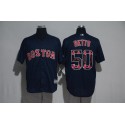 Boston Red Sox #50 Mookie Betts Navy Team Logo Print Cool Base Stitched Jersey