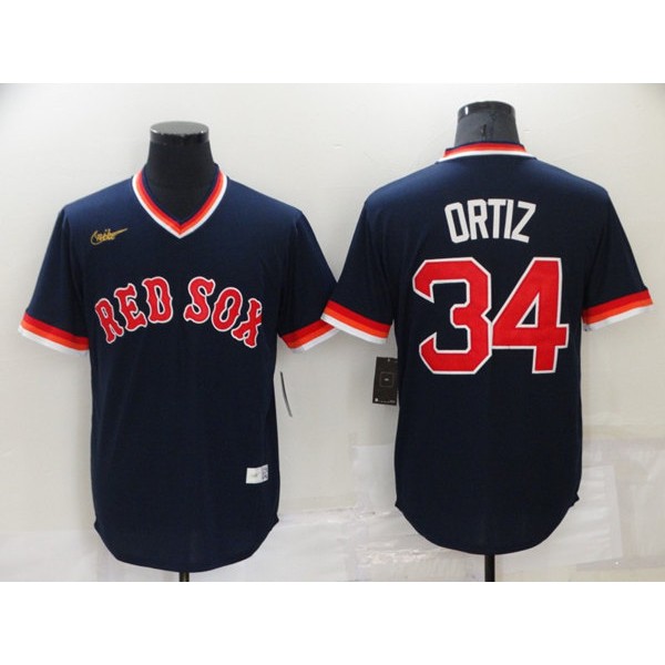 Boston Red Sox #34 David Ortiz Navy Stitched Baseball Jersey