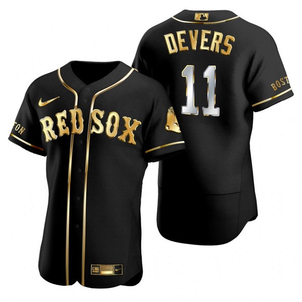 Boston Red Sox #11 Rafael Devers Black Gold Flex Base Stitched Baseball Jersey