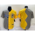 Boston Red Sox Blank Grey Yellow Split Cool Base Stitched Jersey