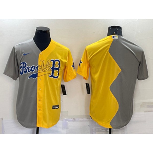 Boston Red Sox Blank Grey Yellow Split Cool Base Stitched Jersey