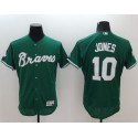 Braves #10 Chipper Jones Green Celtic Flexbase Authentic Collection Stitched Jersey