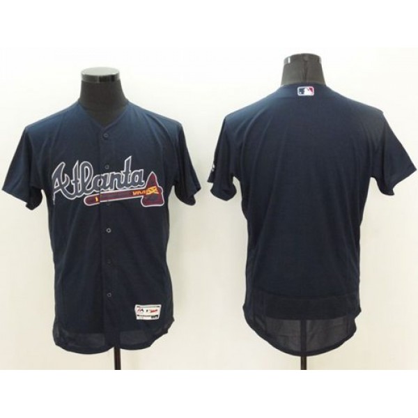 Braves Blank Navy Blue Flexbase Authentic Collection Stitched Jersey
