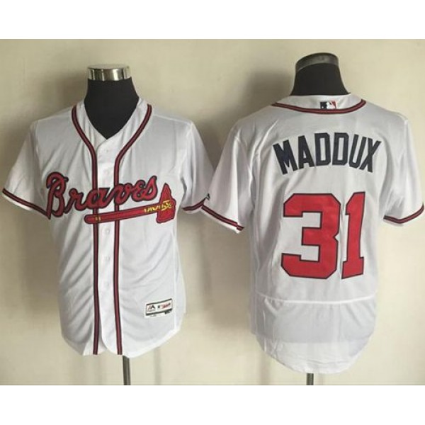 Braves #31 Greg Maddux White Flexbase Authentic Collection Stitched Jersey