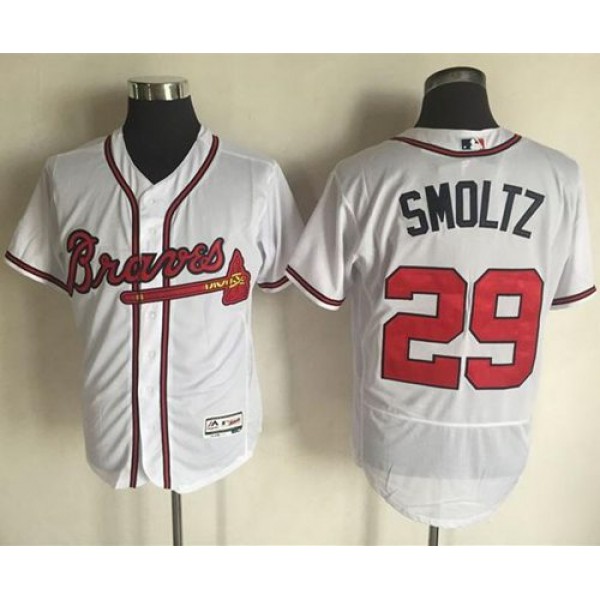 Braves #29 John Smoltz White Flexbase Authentic Collection Stitched Jersey