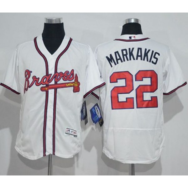 Braves #22 Nick Markakis White Flexbase Authentic Collection Stitched Jersey