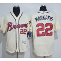 Braves #22 Nick Markakis Cream Flexbase Authentic Collection Stitched Jersey