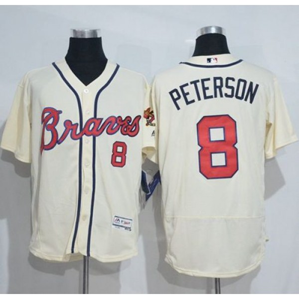Braves #8 Jace Peterson Cream Flexbase Authentic Collection Stitched Jersey
