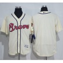 Braves Blank Cream Flexbase Authentic Collection Stitched Jersey