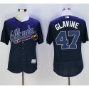 Braves #47 Tom Glavine Navy Blue Flexbase Authentic Collection Stitched Jersey