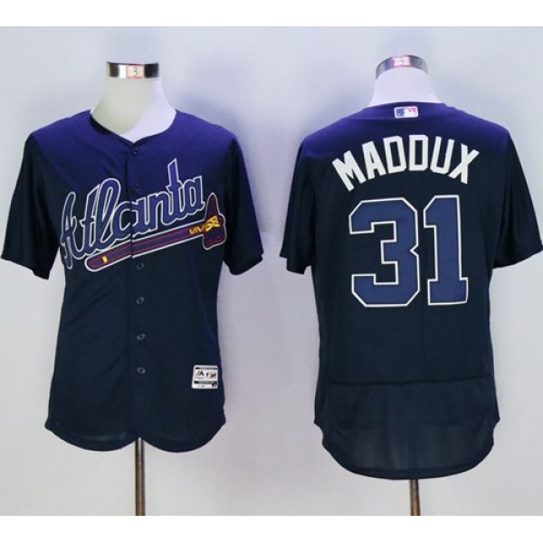 Braves #31 Greg Maddux Navy Blue Flexbase Authentic Collection Stitched Jersey