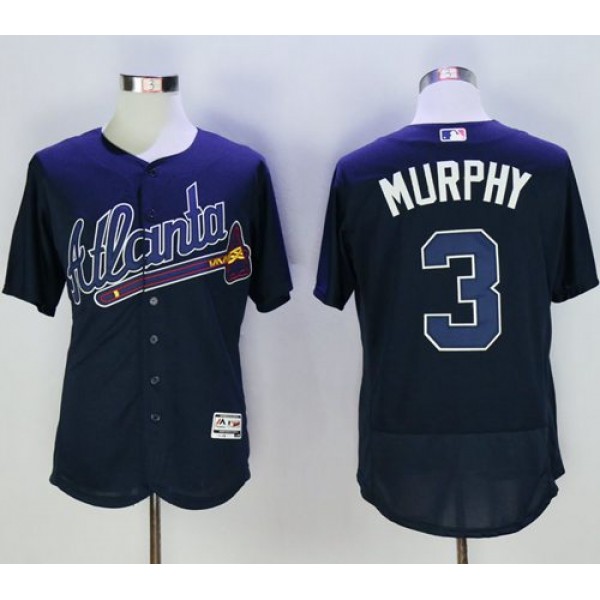 Braves #3 Dale Murphy Navy Blue Flexbase Authentic Collection Stitched Jersey