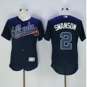 Braves #2 Dansby Swanson Navy Blue Flexbase Authentic Collection Stitched Jersey