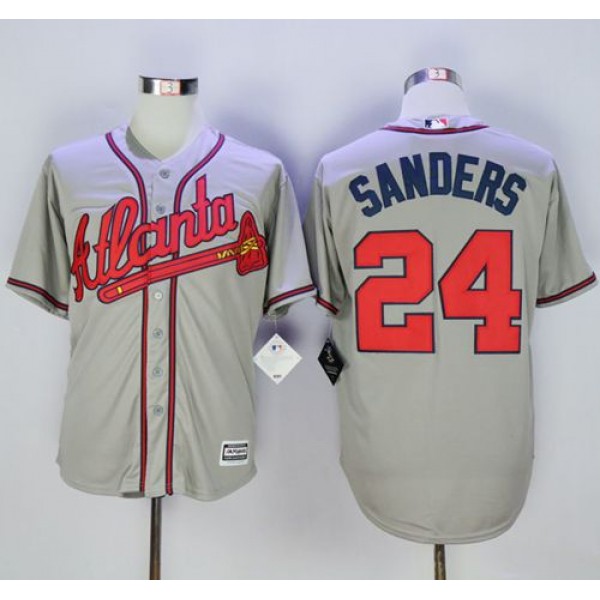 Braves #24 Deion Sanders Grey New Cool Base Stitched Jersey