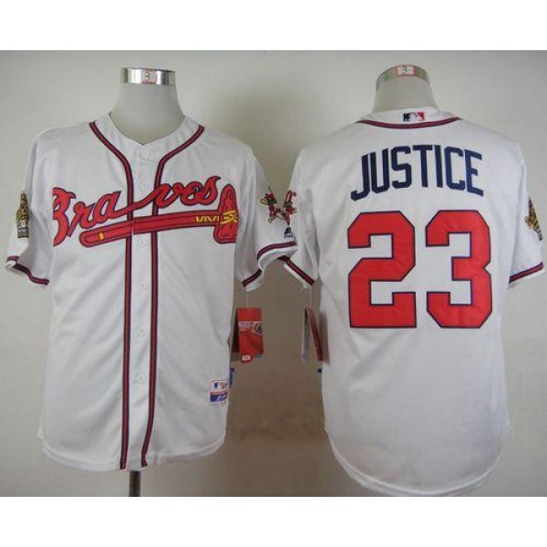 Braves #23 David Justice White Cool Base Stitched Jersey