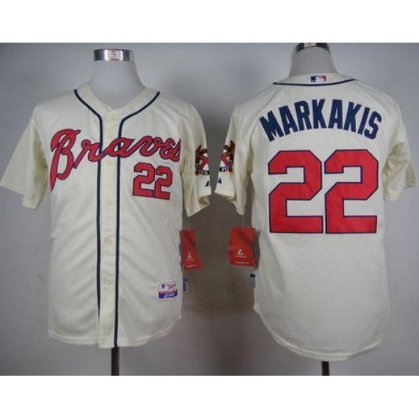 Braves #22 Nick Markakis Cream Alternate Cool Base Stitched Jersey