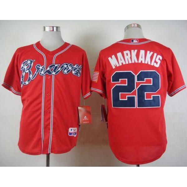 Braves #22 Nick Markakis Red Cool Base Stitched Jersey