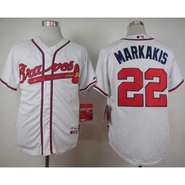 Braves #22 Nick Markakis White Cool Base Stitched Jersey