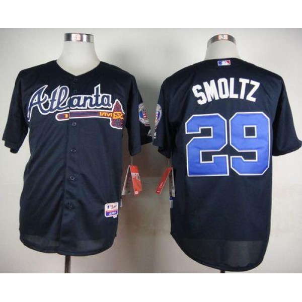 Braves #29 John Smoltz Blue Cool Base Stitched Jersey