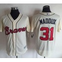 Braves #31 Greg Maddux Cream New Cool Base Stitched Jersey