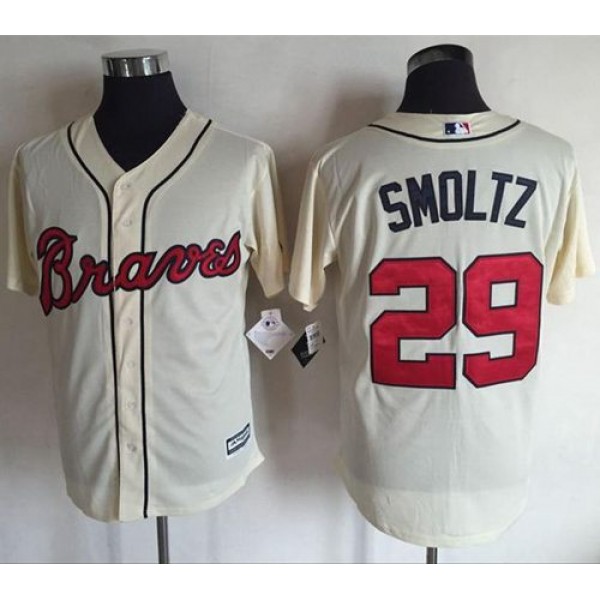 Braves #29 John Smoltz Cream New Cool Base Stitched Jersey