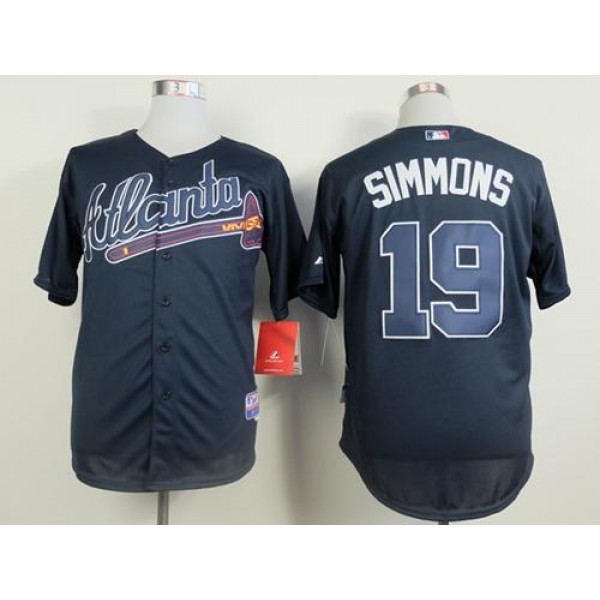 Braves #19 Andrelton Simmons Blue Cool Base Stitched Jersey
