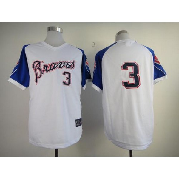 Braves #3 Dale Murphy White 1974 Throwback Stitched Jersey