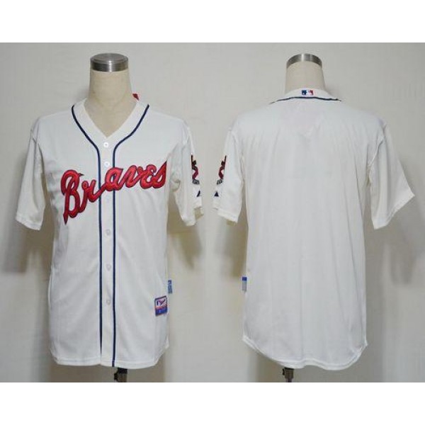 Braves Blank Cream Cool Base Stitched Jersey