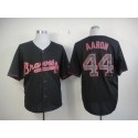 Braves #44 Hank Aaron Black Fashion Stitched Jersey