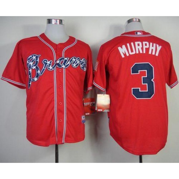 Braves #3 Dale Murphy Red Cool Base Stitched Jersey
