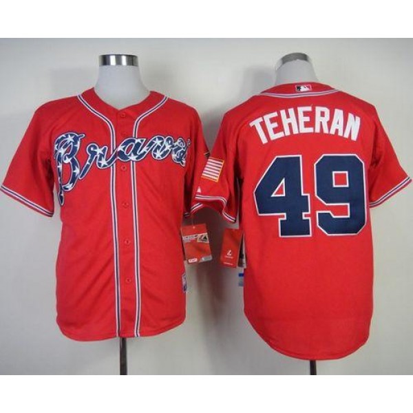 Braves #49 Julio Teheran Red Cool Base Stitched Jersey