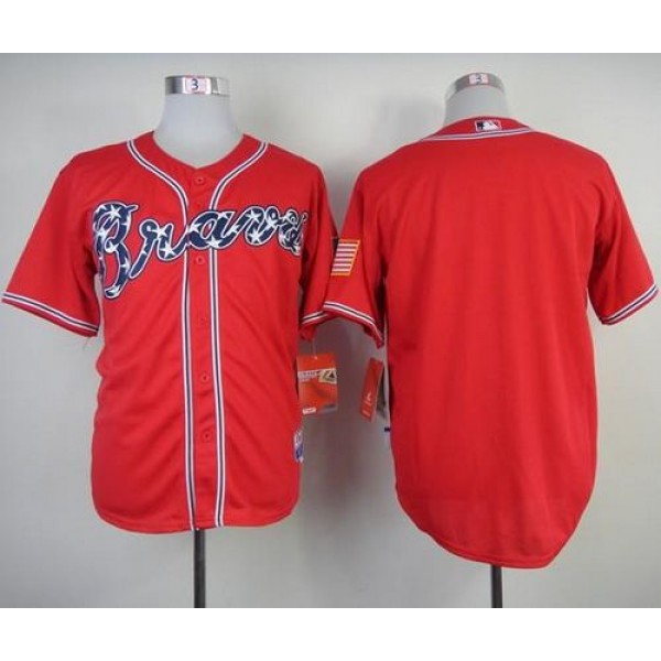 Braves Blank Red Cool Base Stitched Jersey