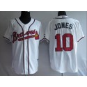 Braves #10 Chipper Jones Stitched White Jersey