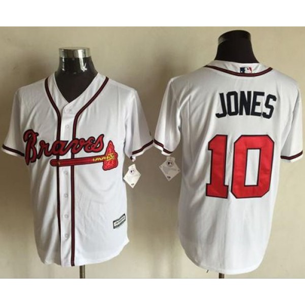 Braves #10 Chipper Jones White New Cool Base Stitched Jersey