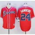 Braves #24 Deion Sanders Red New Cool Base Stitched Jersey