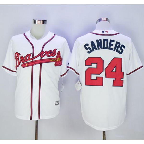Braves #24 Deion Sanders White New Cool Base Stitched Jersey