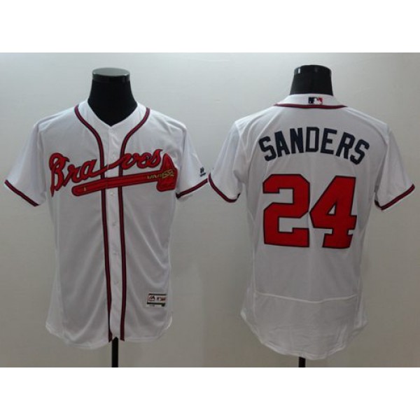 Braves #24 Deion Sanders White Flexbase Authentic Collection Stitched Jersey