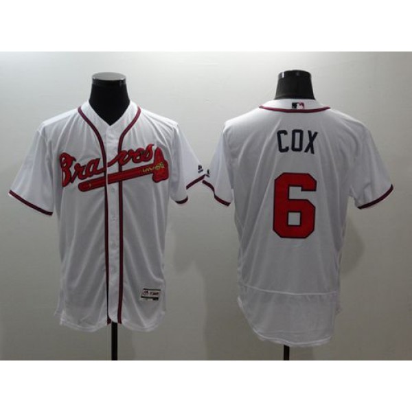 Braves #6 Bobby Cox White Flexbase Authentic Collection Stitched Jersey