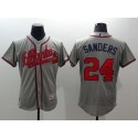 Braves #24 Deion Sanders Grey Flexbase Authentic Collection Stitched Jersey