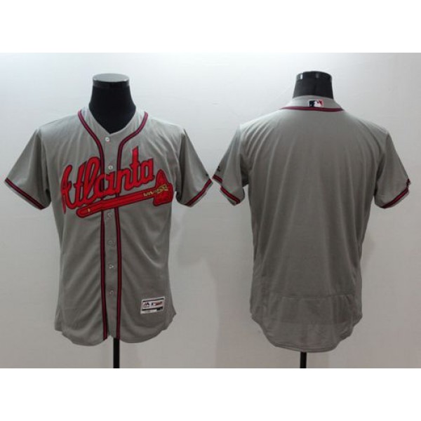 Braves Blank Grey Flexbase Authentic Collection Stitched Jersey