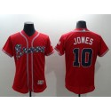 Braves #10 Chipper Jones Red Flexbase Authentic Collection Stitched Jersey