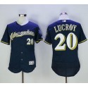 Brewers #20 Jonathan Lucroy Navy Blue Flexbase Authentic Collection Stitched Jersey