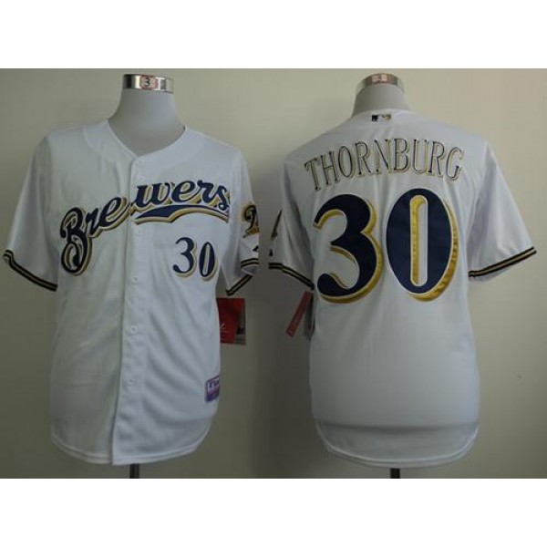Brewers #30 Tyler Thornburg White Cool Base Stitche Jersey